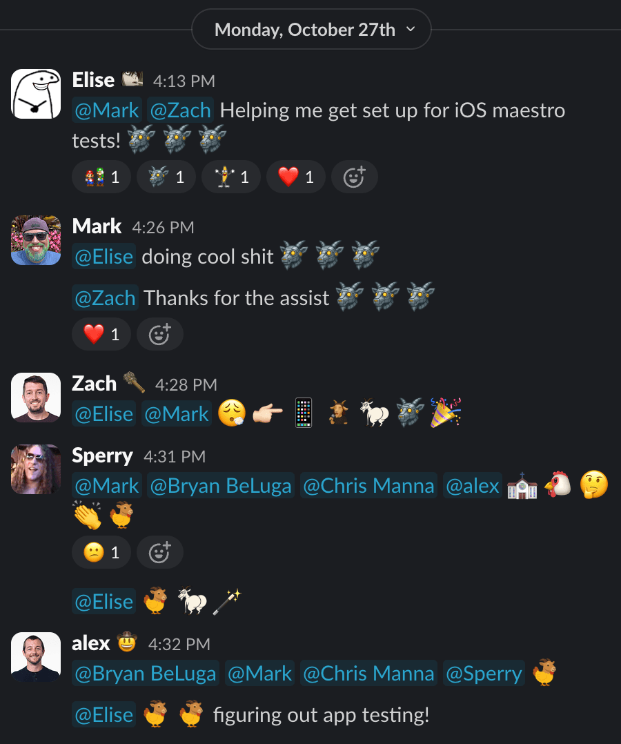 Showing appreciation in Slack with Dote Goat